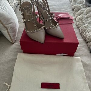Valentino Garavani Rockstud Ankle Pointed Toe Pump.